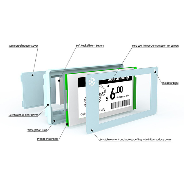 2.66" IP67 2.4GHz E-Ink Electronic Frozen Shelf Label EPaper Supermarket Cold Drink Area Automatic Price Tag Waterproof ESL