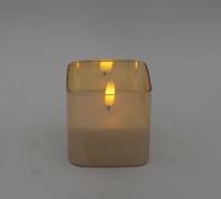 Bougies à led en verre carré 3 flammes 3D vraie flamme pilier verre décoration maison minuterie à distance bougie à led