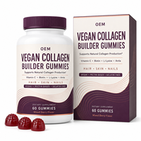 Gummies de collagène végétalien pour les marques d'additifs beauté, à base de pectine, pour la nutrition des cheveux, de la peau et des ongles, en marque blanche, OEM, ODM