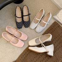 Vintage Damen Mary Janes mit Polka Dots, eckiger Zehenpartie und Blockabsatz – Elegante Büro- und Freizeitschuhe, OEM/ODM-Unterstützung