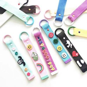 Custom Korea INS Style Nylon Keychain for Bags Decoration Bottle Metal Carabiner Anti-loss <b>Key</b> <b>Chain</b> Strap With Small Patch - Product Image 1