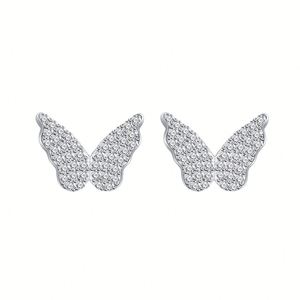 Ensemble de bijoux en argent sterling S925 classique avec zircon en forme de papillon pour femmes, cadeau de fiançailles, de mariage, collier, boucles d'oreilles, bague - Product Image 2