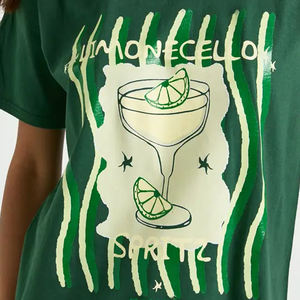 Camiseta de Verano Casual de Alta Calidad con Cuello Redondo y Estampado de Limoncello Spritz para Mujer - Product Image 4