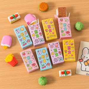 Gomme tendance en forme de boîte surprise alimentaire, en PVC carré, pour enfants et étudiants - Product Image 3