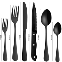 Ensemble de couverts de luxe en acier inoxydable noir miroir, cuillère, fourchette, couteau à steak, de haute qualité, modernes, pour mariage