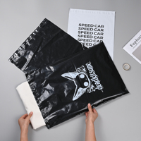 Sac d'expédition en plastique noir en gros, sac d'expédition personnalisé léger et flexible en polyéthylène pour la livraison quotidienne de vêtements par coursier