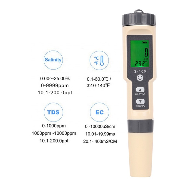YINMIK S-100 Handheld Electronic Seawater Hydrometer & Salinity Meter with ABS Plastic for Diet and Temperature Measurement