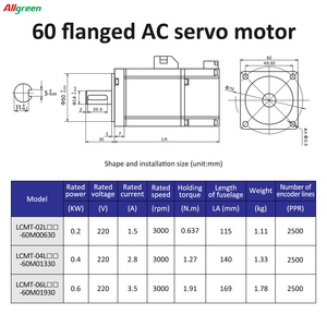 Allgreen A4 220V 1.5/2.8/3.5A 3000rpm 200/400/600W AC Servo <b>Motor</b> <b>Controller</b> Kit 0.637/1.27/1.91N.m AC Servo <b>Motor</b> Drivers Kit - Product Image 3