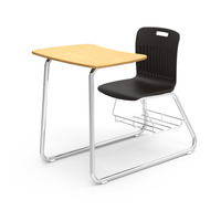 Mobilier scolaire universitaire de style américain Ensemble de bureau combiné à base de traîneau Chaise Bureau avec porte-livres