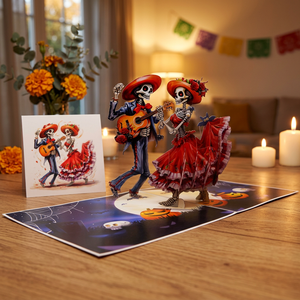 Decoración de Escritorio con Diseño de Esqueleto Bailarín y Falda con Volantes, Impresión Digital, Papel Recortado, para Halloween y Día de Muertos - Product Image 5