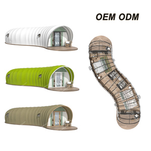 Casa de Campaña Tipo Glamping con Forma de Oruga, 2 Dormitorios, Estructura <span class=keywords><strong>Semipermanente</strong></span>, Resistente al Viento de 10-12 Niveles - Product Image 6