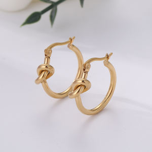 Fashion Trendy Custom <b>Gold</b> Plated Stainless Steel Hoop <b>Earrings</b> <b>Set</b> for Women Hollow Design Customizable Size Packing Party - Product Image 5