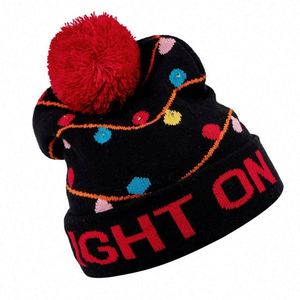 Promotional Christmas Gift Flashing Light up Christmas Knitted Beanies <b>Hats</b> - Product Image 4