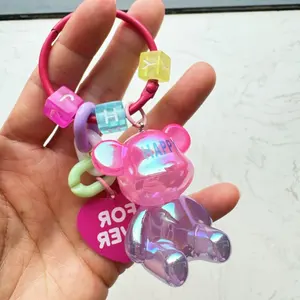 Llavero personalizado artículo de regalo accesorio Diy acrílico epoxi lindo japonés luminoso transparencia 3D Mini oso figura llavero