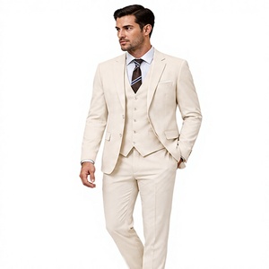 Costume formel 3 pièces WARPRO INDUSTRY pour homme, coupe ajustée, blazer, gilet et pantalon, idéal pour mariage, marié, affaires, soirée, gentleman, 100% coton - Product Image 3