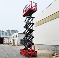 Plateforme élévatrice mobile à ciseaux autopropulsée GTJZ 10m-16m, batterie au plomb, capacité 100kg 4 personnes, pieds pliants en acier