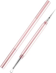 Herramienta facial profesional de doble punta de acero inoxidable 2 en 1, con tapa protectora extraíble para uso en nariz y rostro - Product Image 1