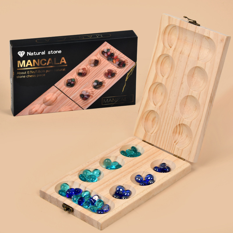 Boîte de perles en verre d'échecs en pierres précieuses