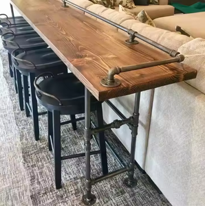 Tondo mobili commerciali piano in legno con gambe in metallo lungo <span class=keywords><strong>cucina</strong></span> ristorante in legno <span class=keywords><strong>tavolo</strong></span> <span class=keywords><strong>alto</strong></span> Bar - Product Image 2