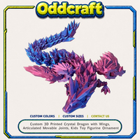 Dragón de Cristal Impreso en 3D Personalizado con Alas, Articulaciones Móviles, Figura de Juguete para Niños, Adorno