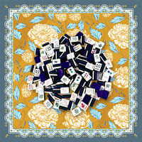 Tuiles de Mahjong Américaines avec Tapis de Mahjong Floral Doré – Design Élégant et Luxueux, Prêt à Offrir, Tapis de Table pour Soirées Jeux Adultes
