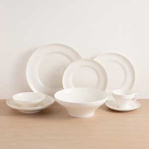 Modern Plain White Porcelain Dinnerware Set Unique Flared Bowl Ceramic Plates <b>Mugs</b> Wholesale Tableware For Restaurant Custom - Product Image 1