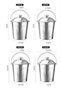 Chất Lượng Cao <span class=keywords><strong>18Cm</strong></span> Đường Kính Thép Không Gỉ Kim Loại Xô Đá Bia Xô Với Nắp Và Xử Lý - Product Image 3