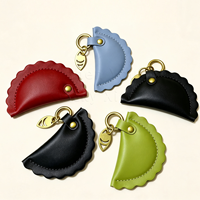 Llavero de Cuero PU con Forma de Dumpling, Colgante Portátil con Borde Ondulado para Decoración de Bolsos, Uso Diario, Regalo de Cumpleaños o Festividades