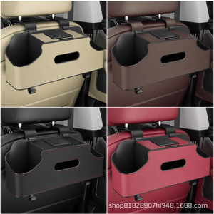 <b>Car</b> Seat Back Storage Box Leather Multi-functional Organizer With <b>Hook</b> Design For Rear Seat Water Cup Holder - Product Image 5