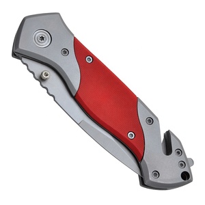 3.4 "Micro dentelé Drop Point lame ceinture de sécurité coupe-vitre G10 poignée une main ouvert doublure serrure couteau de sécurité - Product Image 2