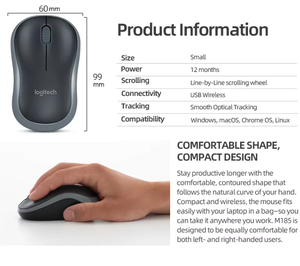 Souris de bureau compacte M185 originale, sans fil 2,4 GHz, optique 1000 DPI avec USB, mini M185 original, M185 compacte pour le bureau - Product Image 4