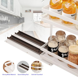 Organisateur coulissant sur mesure à bande adhésive surélevée, étagère à épices coulissante à 2 niveaux pour l'intérieur des armoires, largeur 4-3/8 pouces - Product Image 3