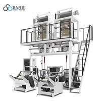 Machine d'extrusion de film soufflé à double extrudeuse SANBI haute vitesse automatique pour sacs de courses et sacs poubelles en HDPE/LDPE/LLDPE