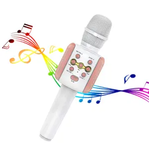 Microfone inteligente Hifi para crianças, caixa de som com alto-falante para música e karaokê, sem fio L858 com luz LED e alto-falante