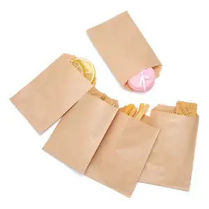 Natuurlijke Kraft Papieren Zakken Voor Bakkerij Traktaties Snacks Sandwiches Popcorn Kleine Gift Bag
