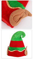 Gorro de Elfo Navideño de Terciopelo Suave al por Mayor, Gorro de Cosplay para Fiesta de Navidad con Rayas Rojas y Verdes, Decoración Navideña