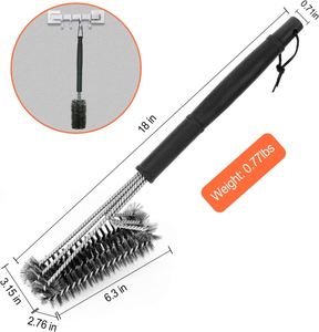 Three-Head Stainless Steel Metal Non-Stick BBQ Grill <b>Cleaning</b> Tool <b>Oven</b> Scraper and Brush Set Easily Cleaned - Product Image 2