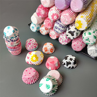 2.5cm * 1.75cm Mini doublures en papier Cupcake résistant aux hautes températures carré résistant à l'huile imprimé emballages de gâteau pour la cuisson de gâteau