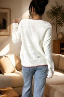 Pull-over personnalisé OEM & ODM pour femme, tricoté, manches longues, col rond, style vintage, automne-hiver, Noël, en acrylique, Ropa De Mujer