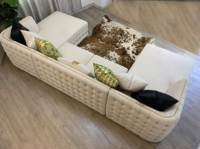 Juego de Sofás Modulares Chesterfield Europeos de Terciopelo Moderno con Patas de Plástico Doradas - Muebles para Sala de Estar y Hotel