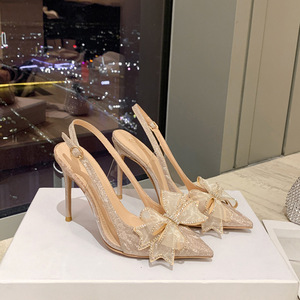 Chaussures à talons sexy pour femme avec bride arrière en strass, style fantaisie, 10CM/8CM/6CM, pour mariage et soirée - Product Image 3
