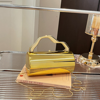 Tas Clutch Malam Elegan Wanita dengan Rantai, Tas Tangan Desain Rantai, Dompet Formal, Tas Selempang untuk Pesta Ulang Tahun