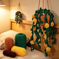 Plante suspendue au crochet style bohème DIY, paniers à plantes en forme de tournesol tricotés pour la décoration murale de balcon et de chambre