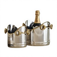 Seau à vin en métal équestre avec détail mors de cheval, seau à glace à double poignée pour champagne, idéal pour bar, table, décoration intérieure et cadeau