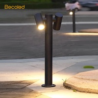 Projecteur LED extérieur IP65 étanche à 2 têtes en aluminium pour aménagement paysager, alimentation CC, intensité réglable, éclairage de rue