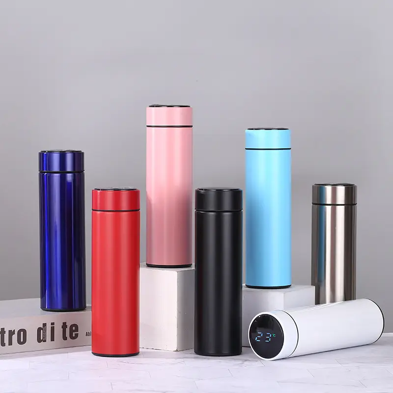 Amazon 500ml Smart LED Temperature Display Insulation Water Bottle Stainless Steel Smart Vacuum Flasks