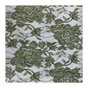 Moda europea y americana, tela de encaje de malla Jacquard dorada de nailon transpirable ligera, tela de Vestido de punto de urdimbre hueca - Product Image 4
