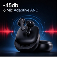 Écouteurs sans fil TWS avec réduction de bruit active adaptative FF FA -45db, 6 micros