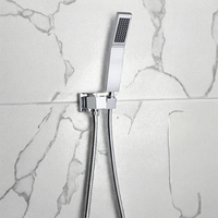Ensemble de douche pour salle de bain finition chromée avec pommeau de douche effet pluie, tuyau de dérivation et support