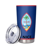 Gobelet isotherme en acier inoxydable de 20 oz avec drapeau national de Guam, conçu sur mesure, tasse pratique pour la maison, le bureau, les courts trajets et l'usage quotidien